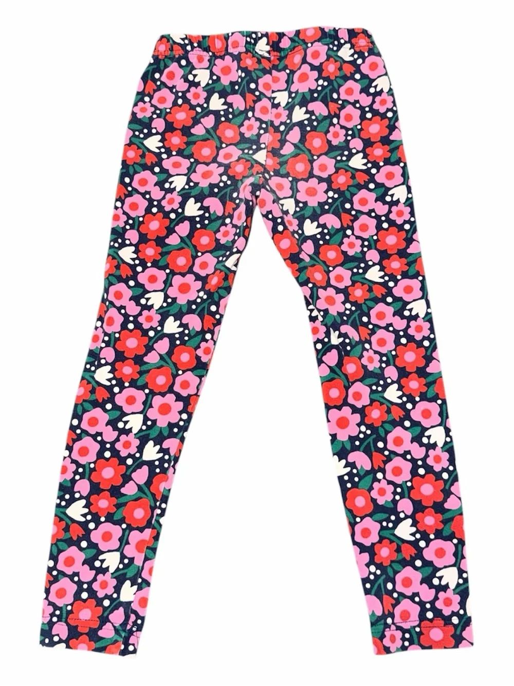 Hanna Andersson Navy Floral Leggings with Pink & Red Flowers